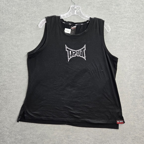 WWE Men Shirt Large Black Tapout Tank Top Logo Graphic Sleeveless Pullover - Picture 1 of 9
